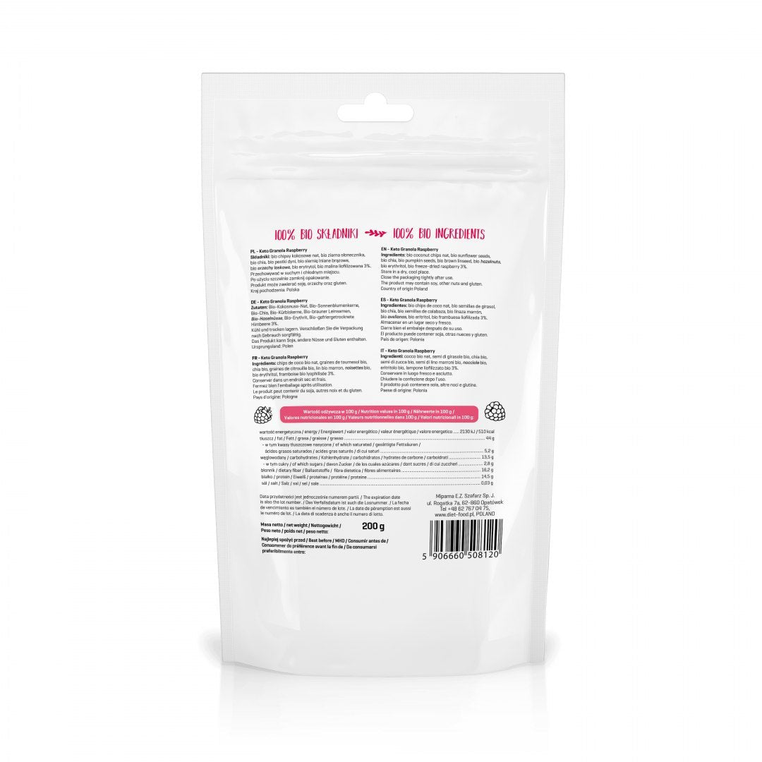 Diet-Food BIO KETO GRANOLA RASPBERRY - 200 g